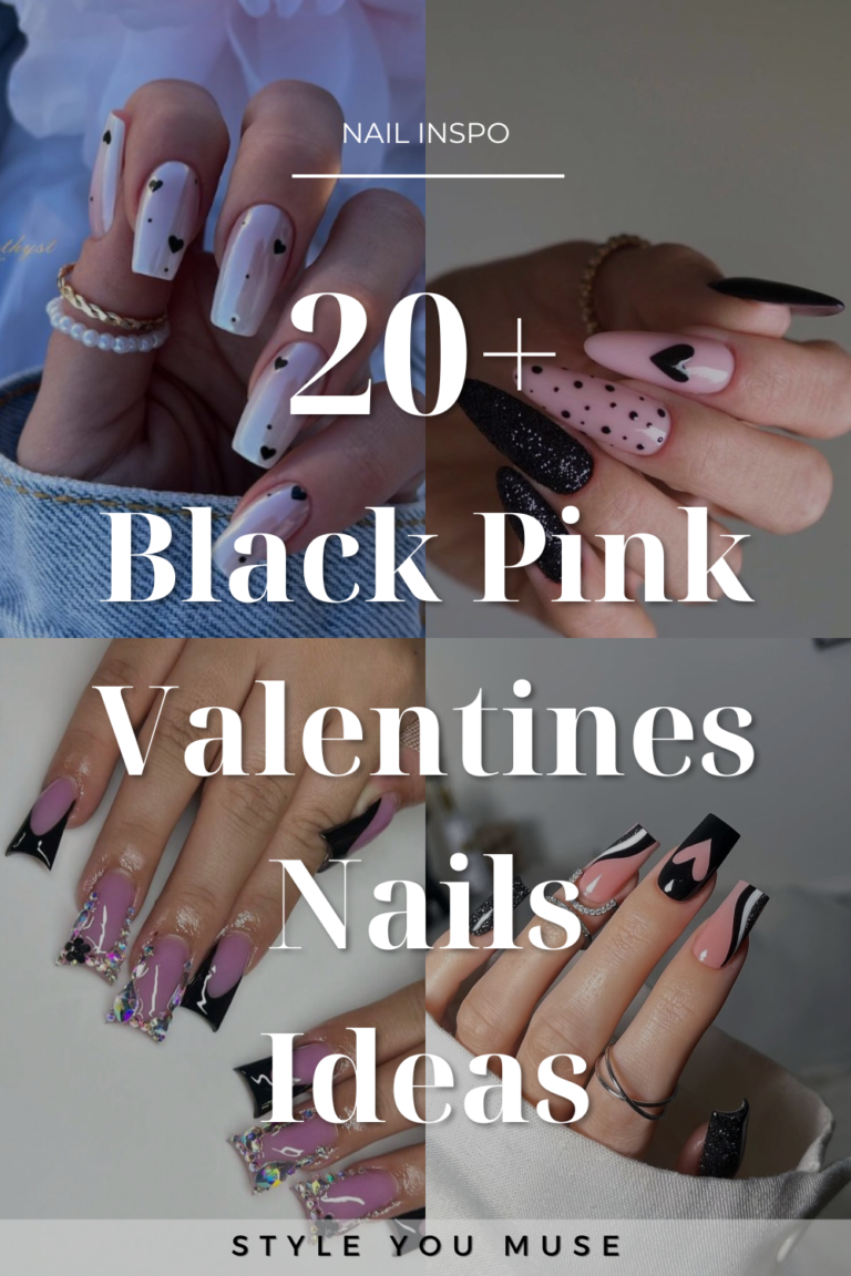 20+ Black Pink Valentine Nails Ideas