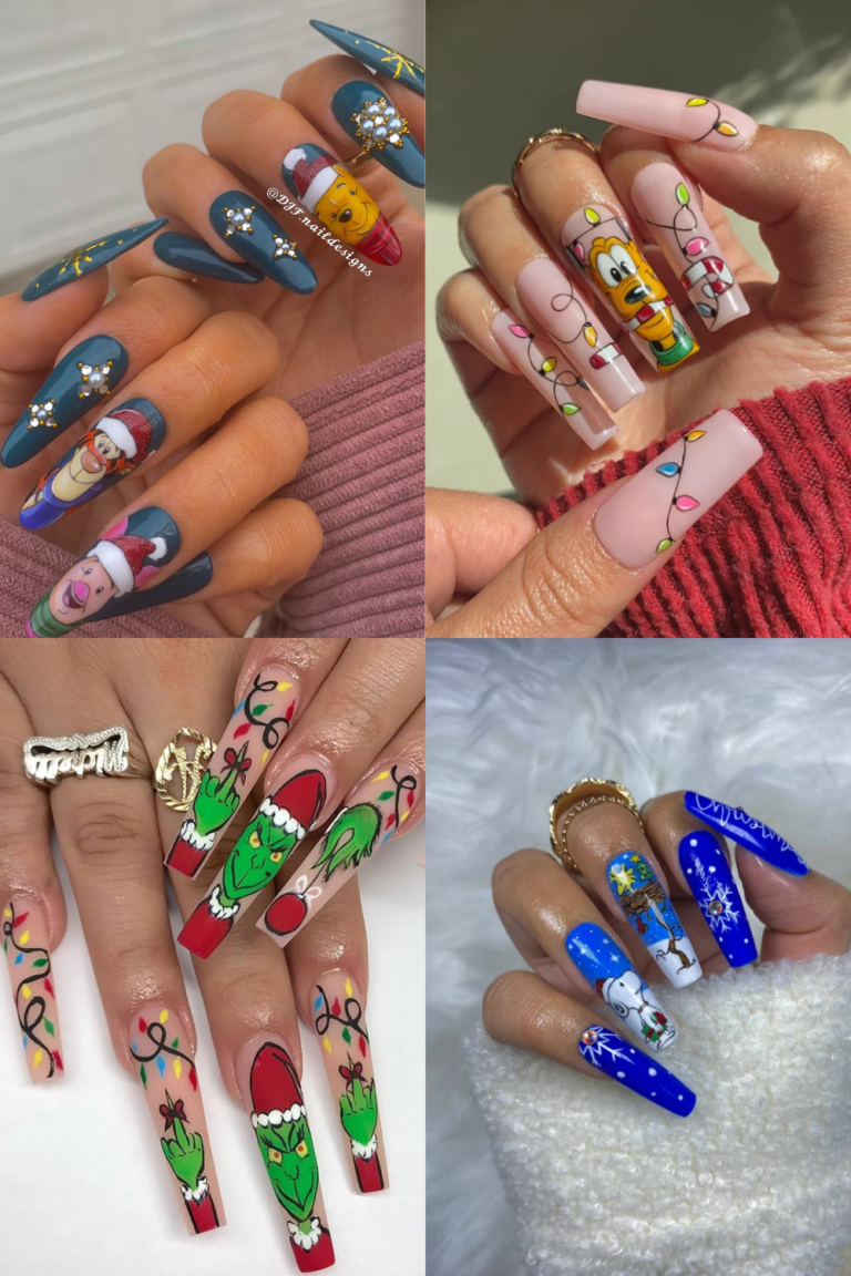 25+ Adorable Cartoon Christmas Nail Designs