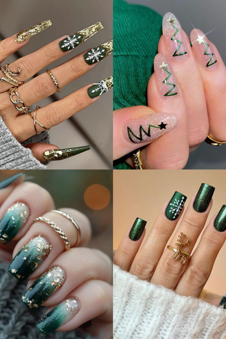 30+ Elegant Green Christmas Nail Designs